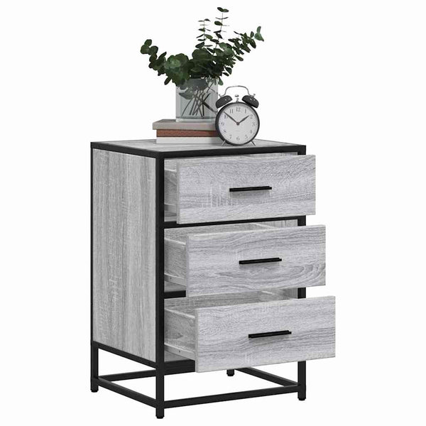 Grauer Nachttisch Sonoma mit Metallgestell