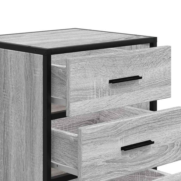 Grauer Nachttisch Sonoma mit Metallgestell