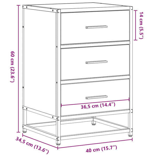 Nachttisch Braun Eichenoptik 40x34,5x60cm