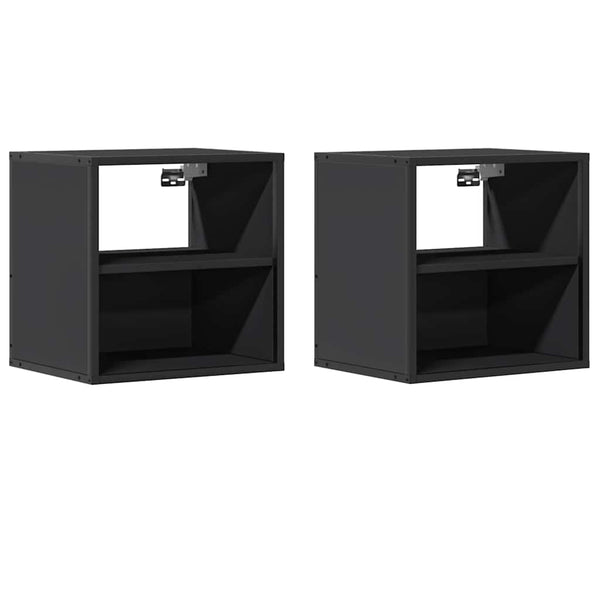 Wand Nachttische Schwarz, 2er-Set