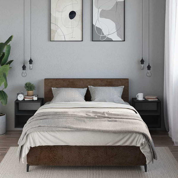 Wand Nachttische Schwarz, 2er-Set