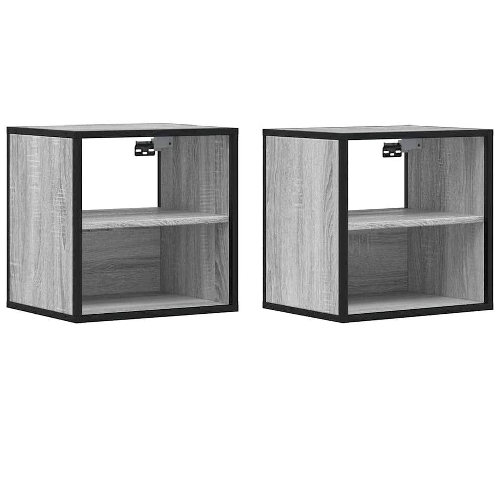 Wand-Nachttische, 2er Set, Grau Sonoma