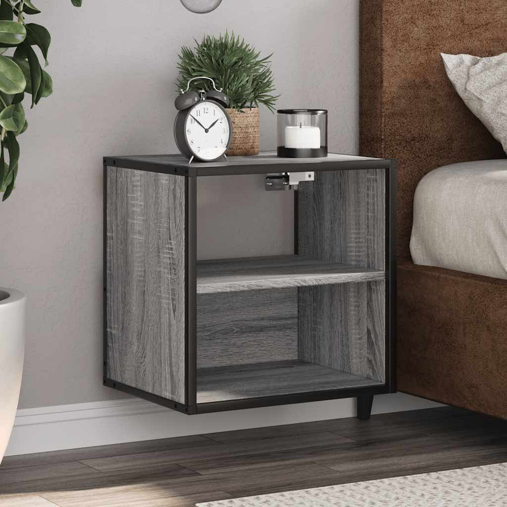 Wand-Nachttische, 2er Set, Grau Sonoma