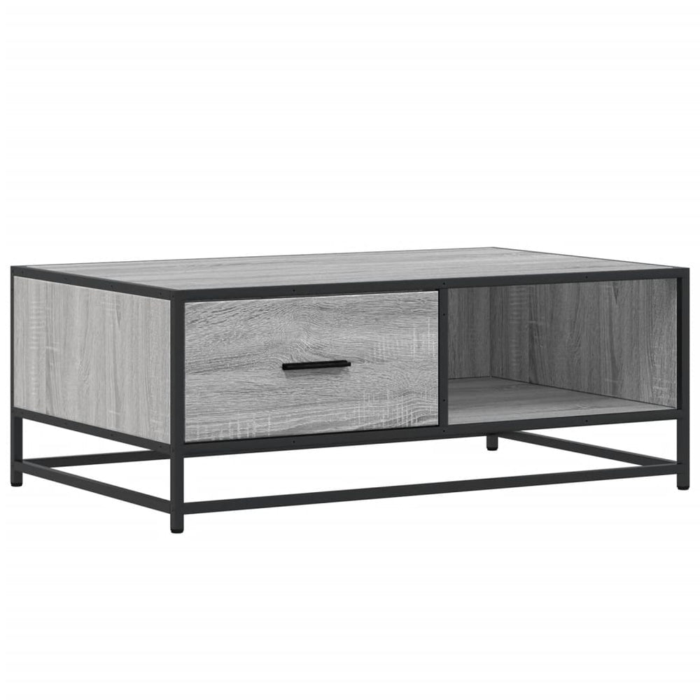 vidaXL Coffee Table Gray Sonoma 90x57x35 cm Engineered Wood and Metal