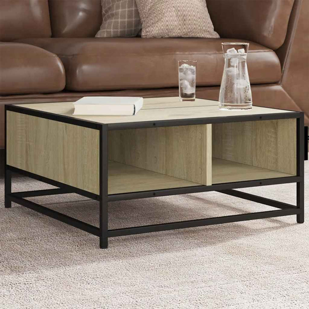 vidaXL Coffee Table Sonoma Oak 60.5x60.5x30cm Engineered Wood and Metal