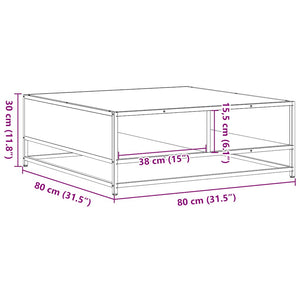 Couchtisch Schwarz 80x80x30 cm Holzwerkstoff und Metall