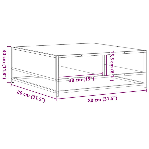Couchtisch Schwarz 80x80x30 cm Holzwerkstoff und Metall