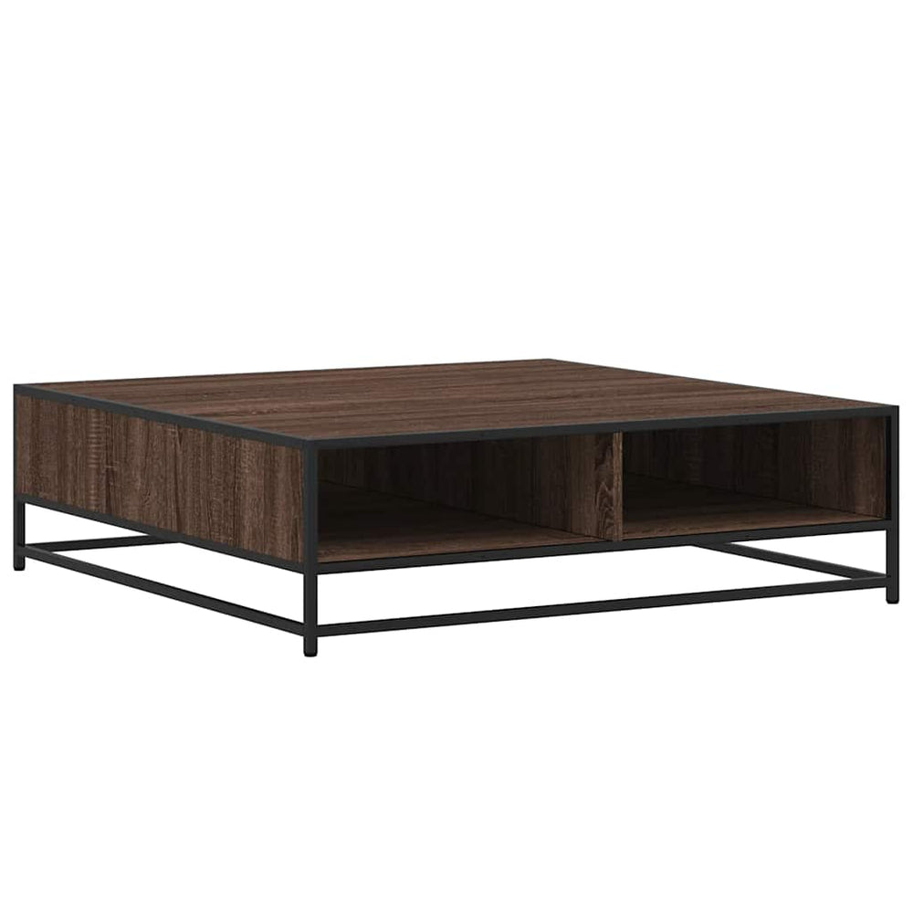 vidaXL Coffee Table Brown Oak-look 100x100x30cm Engineered Wood Metal