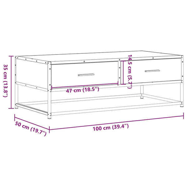 Schwarzer Couchtisch 100x50 cm