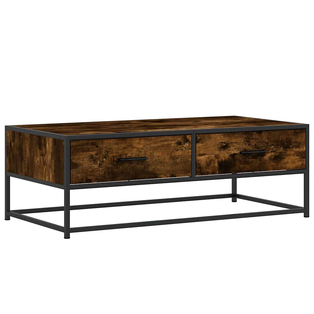 vidaXL Coffee table smoked oak 100x50x35 cm engineered wood and metal