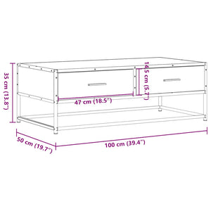 Couchtisch Grau Sonoma 100x50 cm