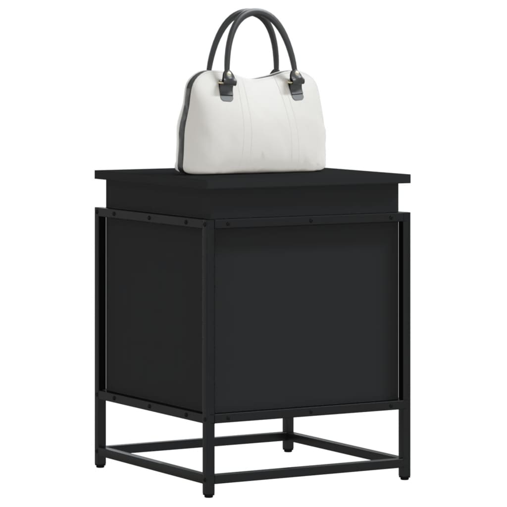Schwarze Aufbewahrungsbox mit Deckel 40x40x51,5 cm