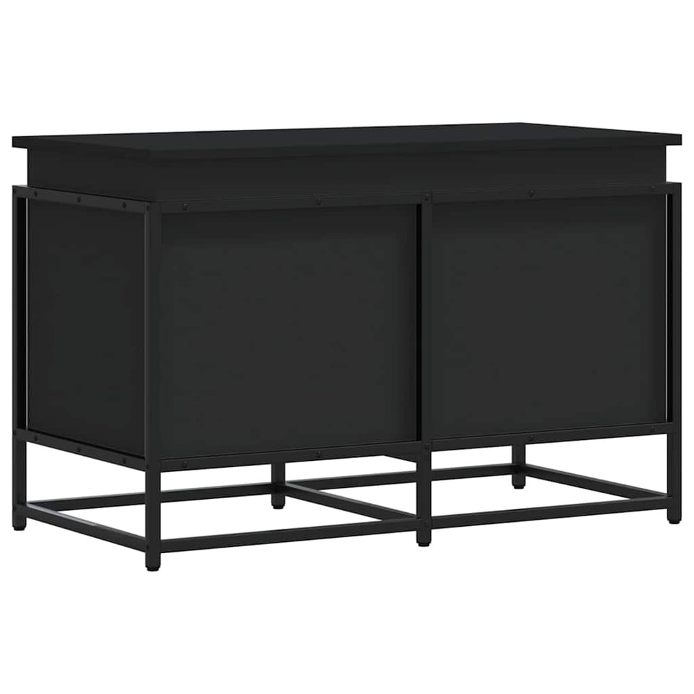 vidaXL Boîte de rangement avec couvercle Noir 80x40x51,5 cm Bois d'ingénierie
