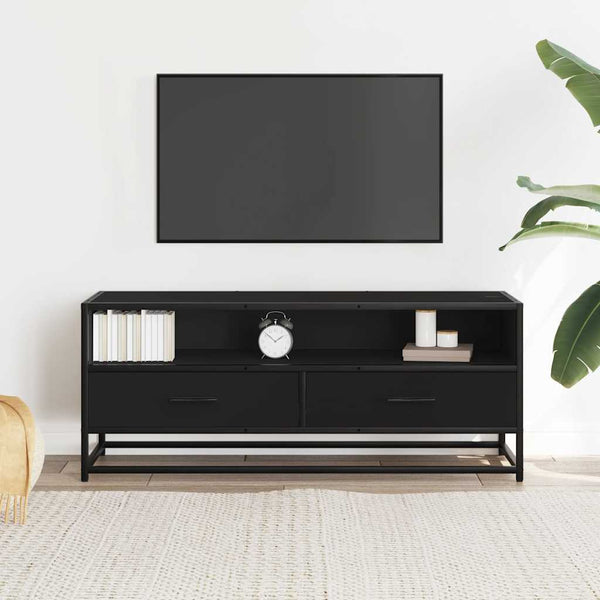 Schwarzer TV-Schrank 100 cm mit Metallgestell