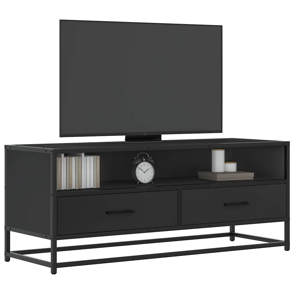 Schwarzer TV-Schrank 100 cm mit Metallgestell