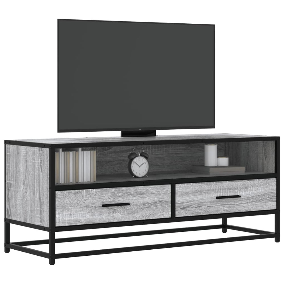 vidaXL Meuble TV Gris Sonoma 100x34,5x40 cm, bois d'ingénierie et métal