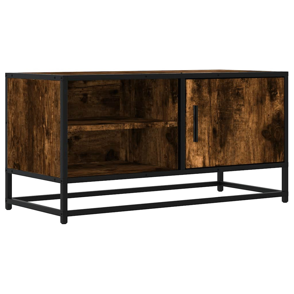 vidaXL Meuble TV chêne fumé 80x34,5x40 cm bois d'ingénierie et métal