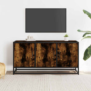 vidaXL Meuble TV chêne fumé 100x35x50 cm, bois d'ingénierie et métal