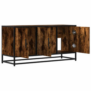 vidaXL Meuble TV chêne fumé 100x35x50 cm, bois d'ingénierie et métal