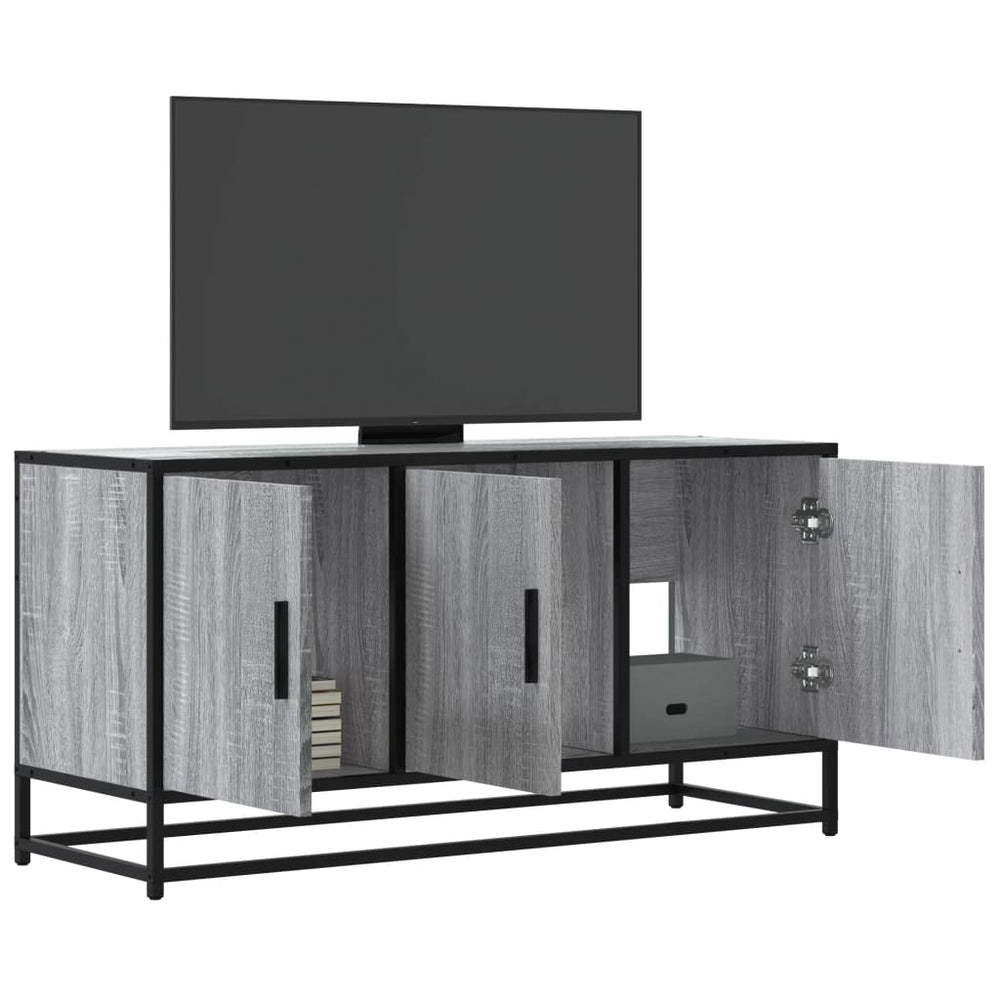 vidaXL Meuble TV Gris Sonoma 100x35x50 cm Bois d'ingénierie et métal