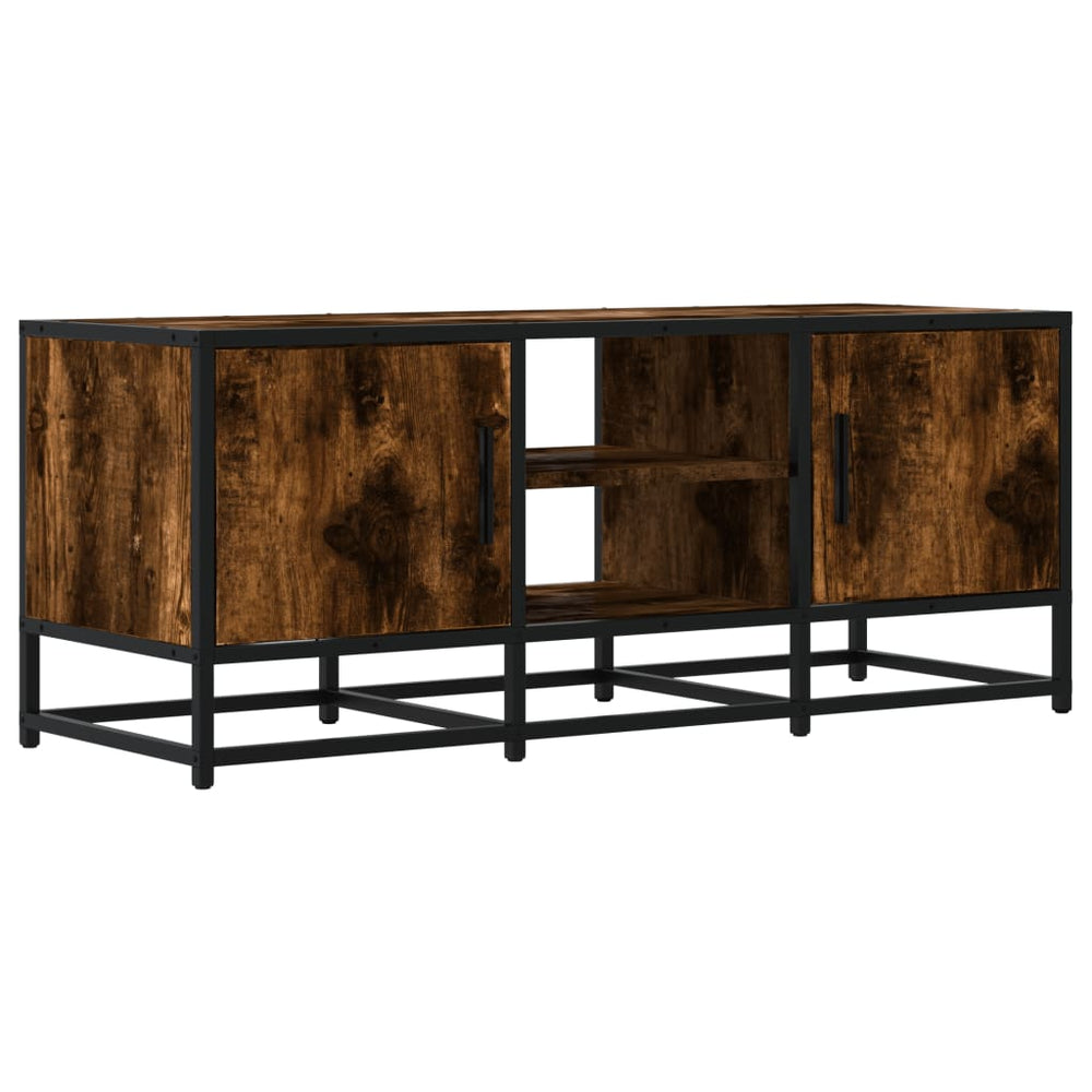 vidaXL Meuble TV chêne fumé 100x35x41 cm bois d'ingénierie et métal