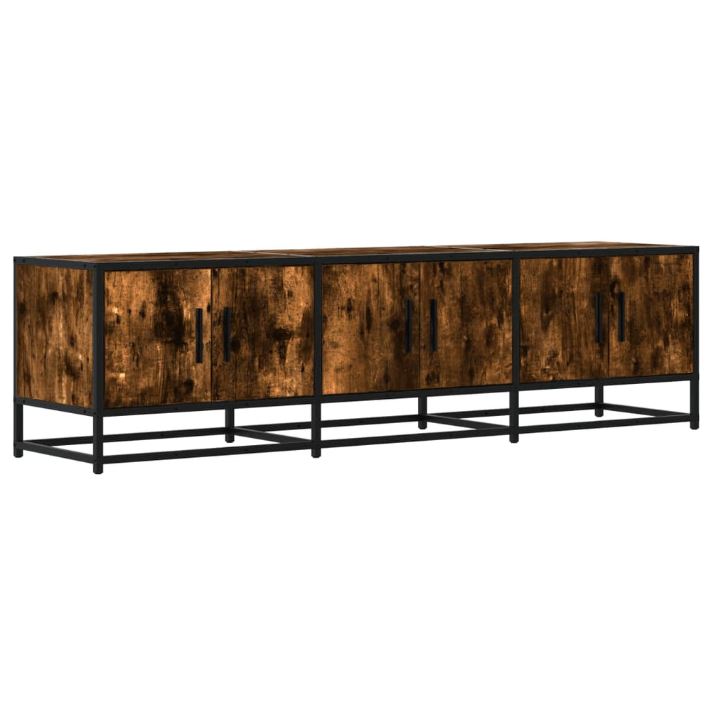 vidaXL Meuble TV chêne fumé 150x35x41 cm en bois d'ingénierie et métal