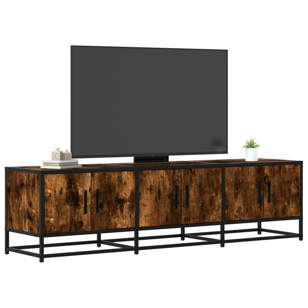 vidaXL Meuble TV chêne fumé 150x35x41 cm en bois d'ingénierie et métal