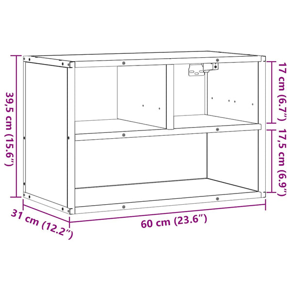 vidaXL Meuble TV chêne marron 60x31x39,5 cm Bois d'ingénierie et métal
