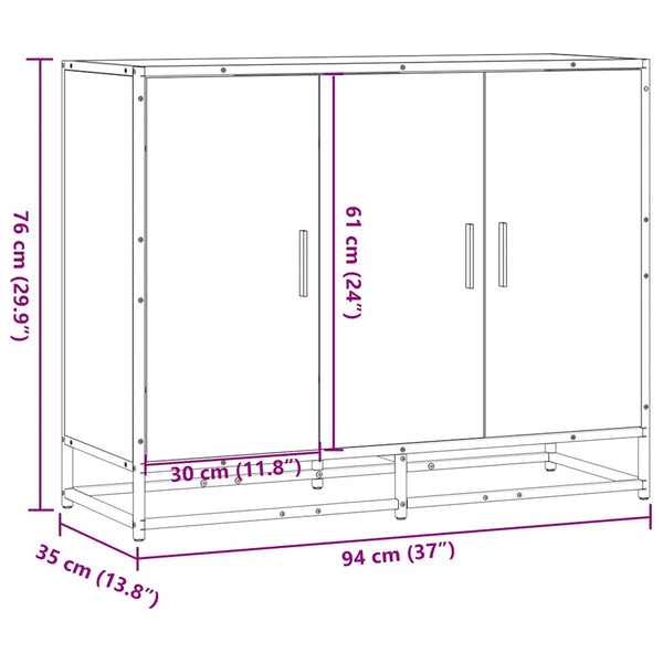 vidaXL Commode marron aspect chêne 94x35x76 cm Bois d'ingénierie