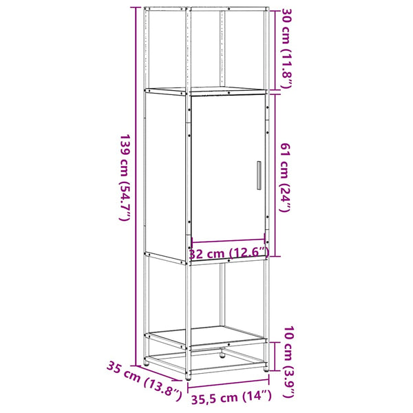 Schwarzes Highboard 35,5x139 cm