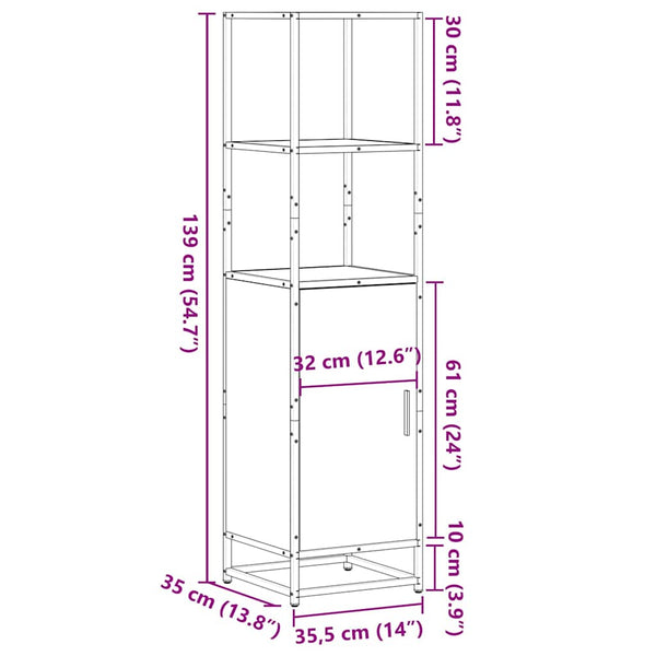 Highboard Räuchereiche 35,5x35x139 cm