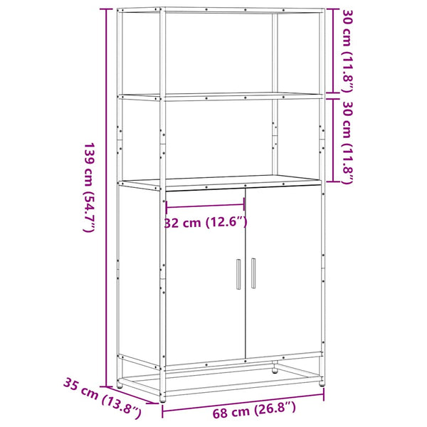 Highboard Braun Eichenoptik 68x35x139 cm