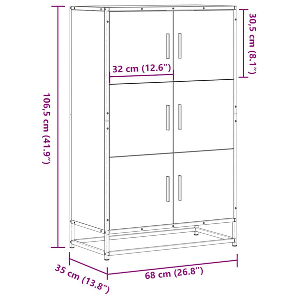 Highboard Schwarz 68x35x106,5 cm