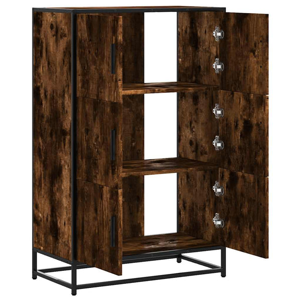 Highboard Räuchereiche 68 cm mit Metallgestell