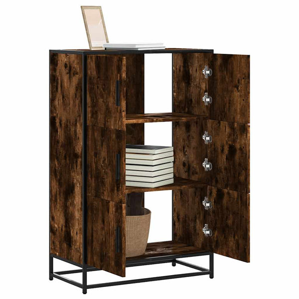 Highboard Räuchereiche 68 cm mit Metallgestell
