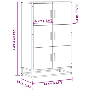 Highboard Braun Eichenoptik 68x35x106,5cm