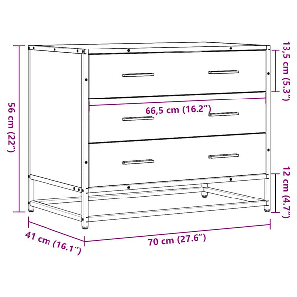 Schwarzer Schubladenschrank 70x41x56 cm