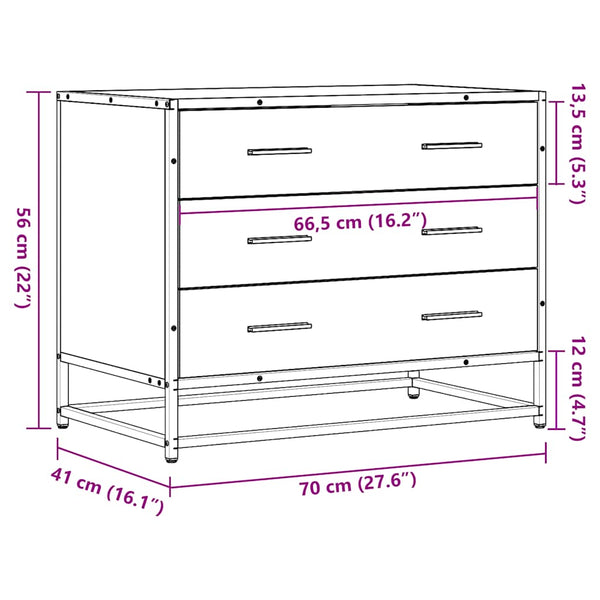 Schubladenschrank Grau Sonoma 70x41x56 cm