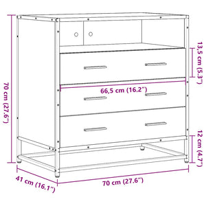 Schwarzer Schubladenschrank 70 cm