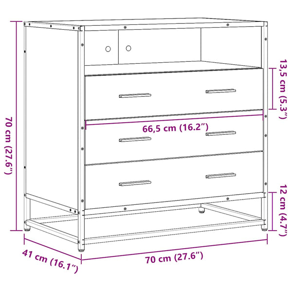 Schwarzer Schubladenschrank 70 cm