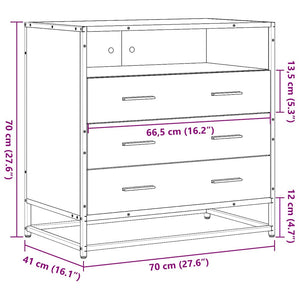 Schubladenschrank Räuchereiche 70 cm