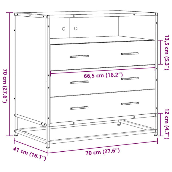 Schubladenschrank Räuchereiche 70 cm