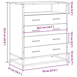 Schwarzer Schubladenschrank 70 cm