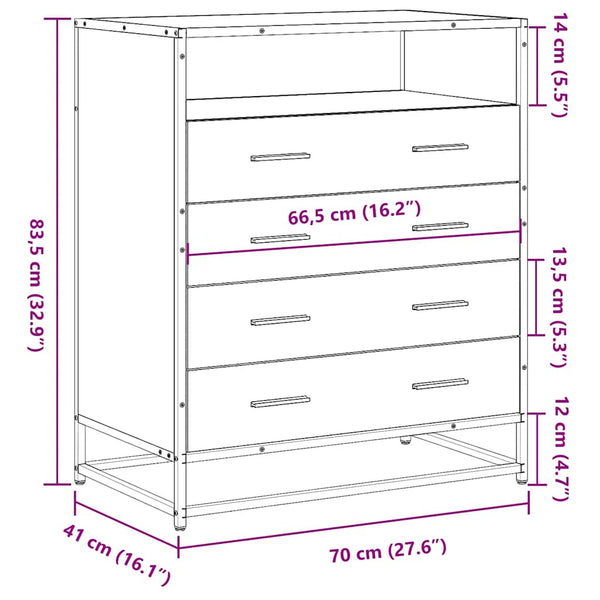 Schwarzer Schubladenschrank 70 cm