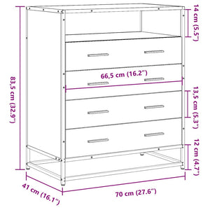 Schubladenschrank Räuchereiche 70 cm