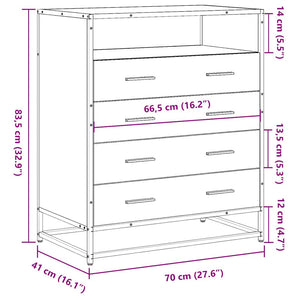 Schubladenschrank Grau Sonoma 70 cm