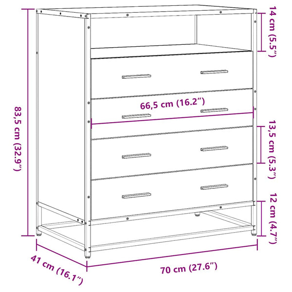 Schubladenschrank Grau Sonoma 70 cm