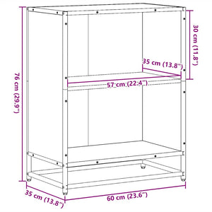 Schwarzes Bücherregal 60x35x76 cm