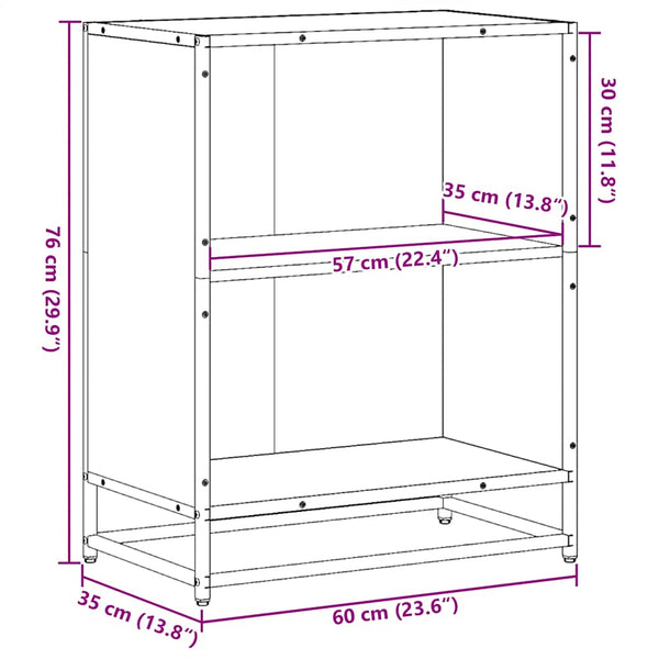 Schwarzes Bücherregal 60x35x76 cm