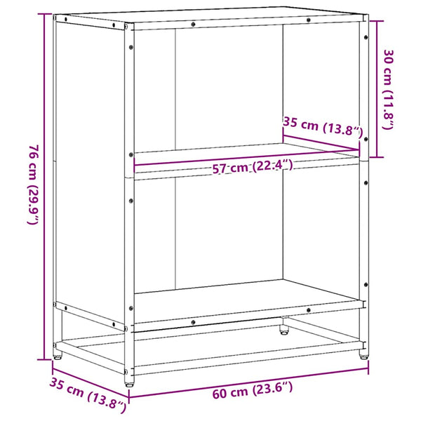 Bücherregal Grau Sonoma 60x35x76 cm